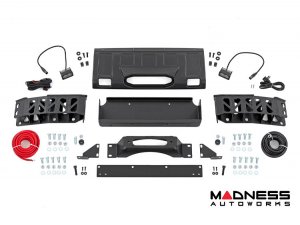 Toyota Land Cruiser Winch Mount - Hidden - Rough Country - Yellow SAE Fog Lights